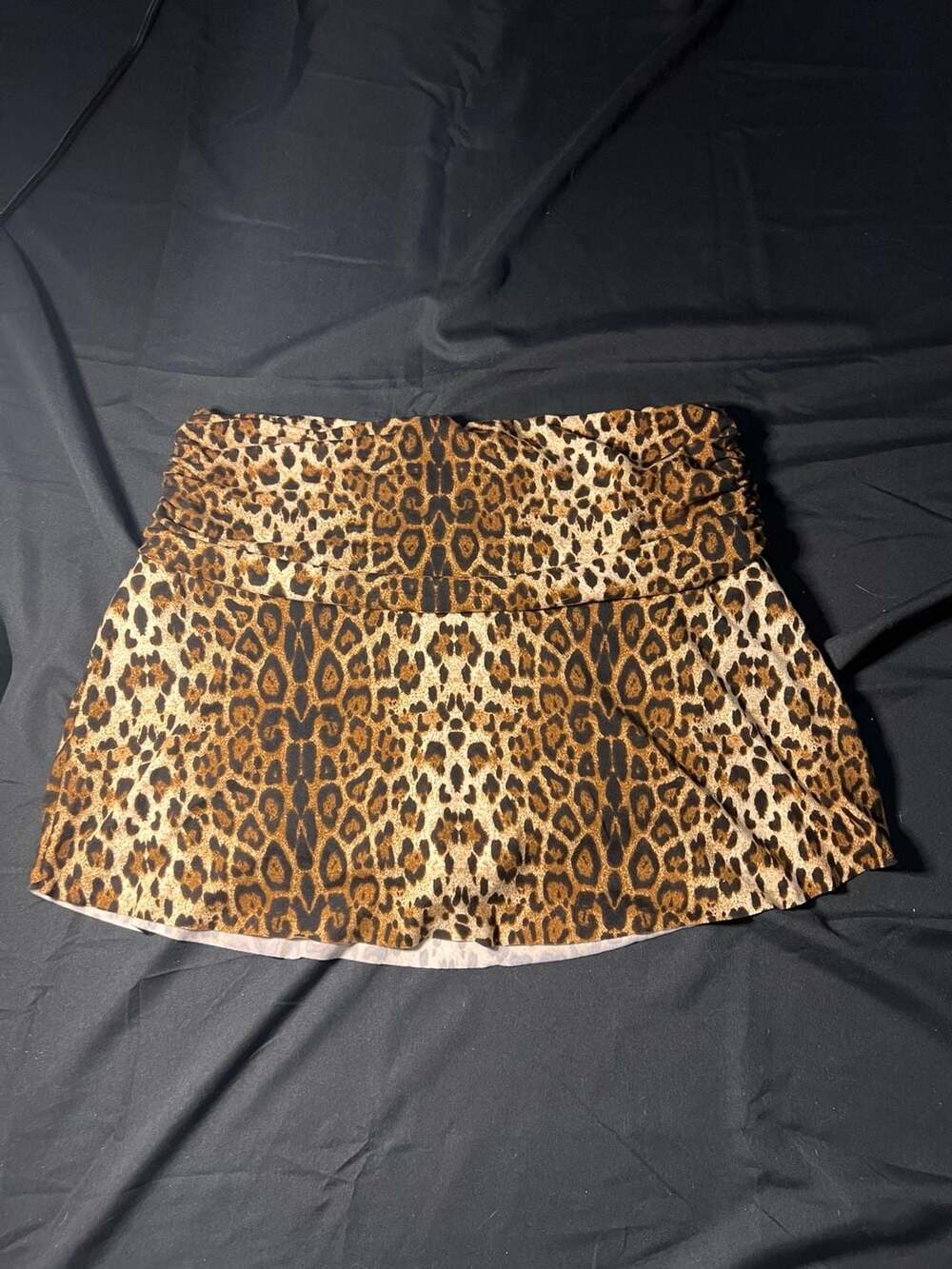 Women's Leopard Print Ruched Waist Mini Skort